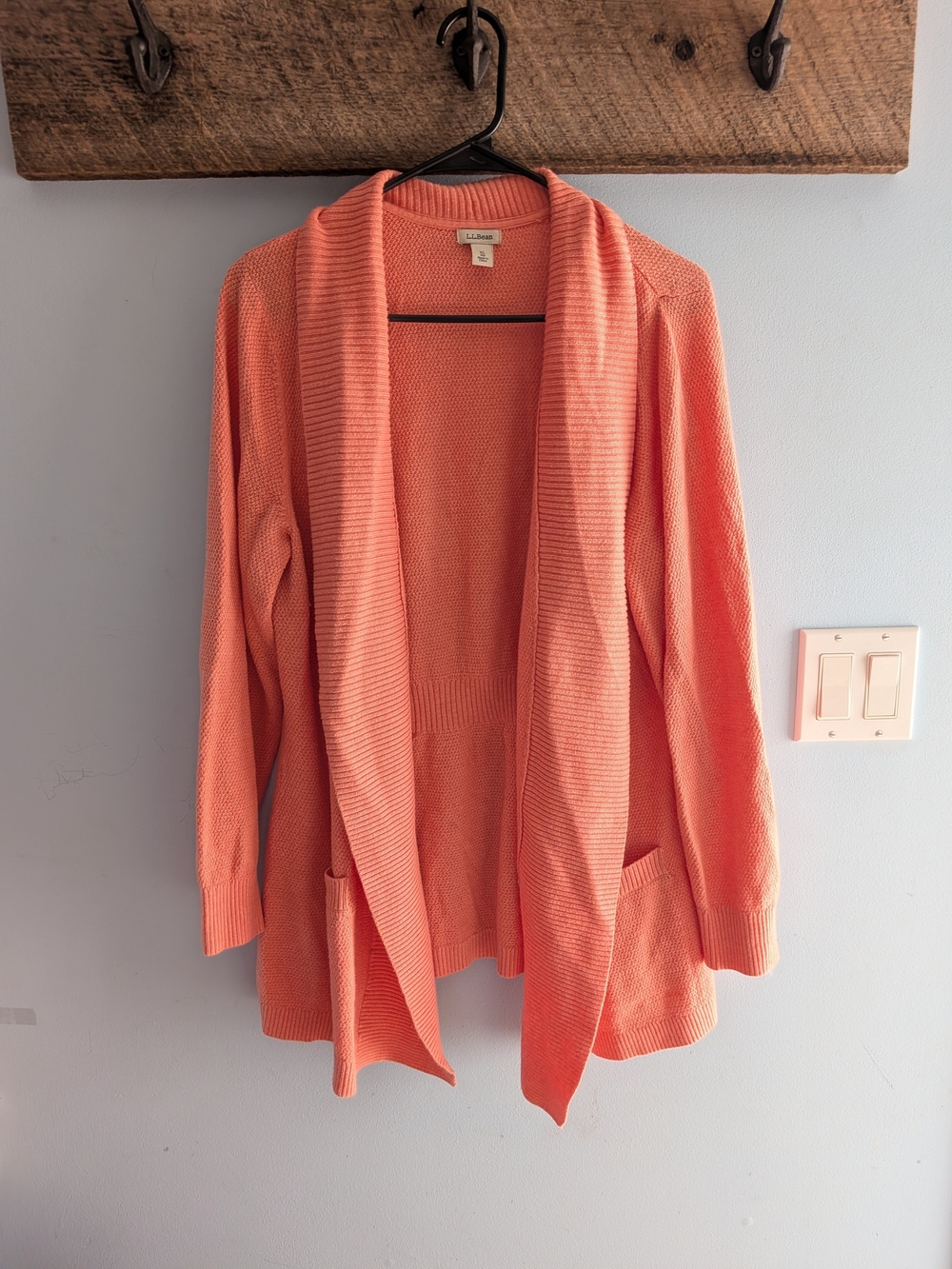 L.L. Bean Coral Open-Front Women’s Shawl Cardigan Sweater
